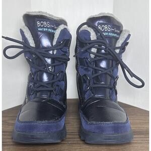 Size 6 Skechers BOBS Mementos Snow Cap Women's Winter Boots Navy Gorpcore EUC